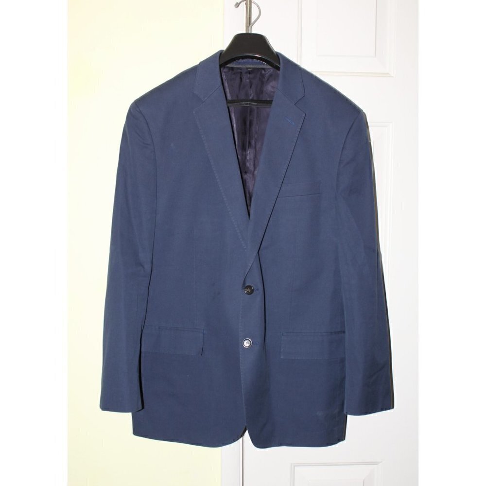 J. Crew Crosby Carpini Blue Men Blazer Size 44R Cotton Sport Jacket Italy